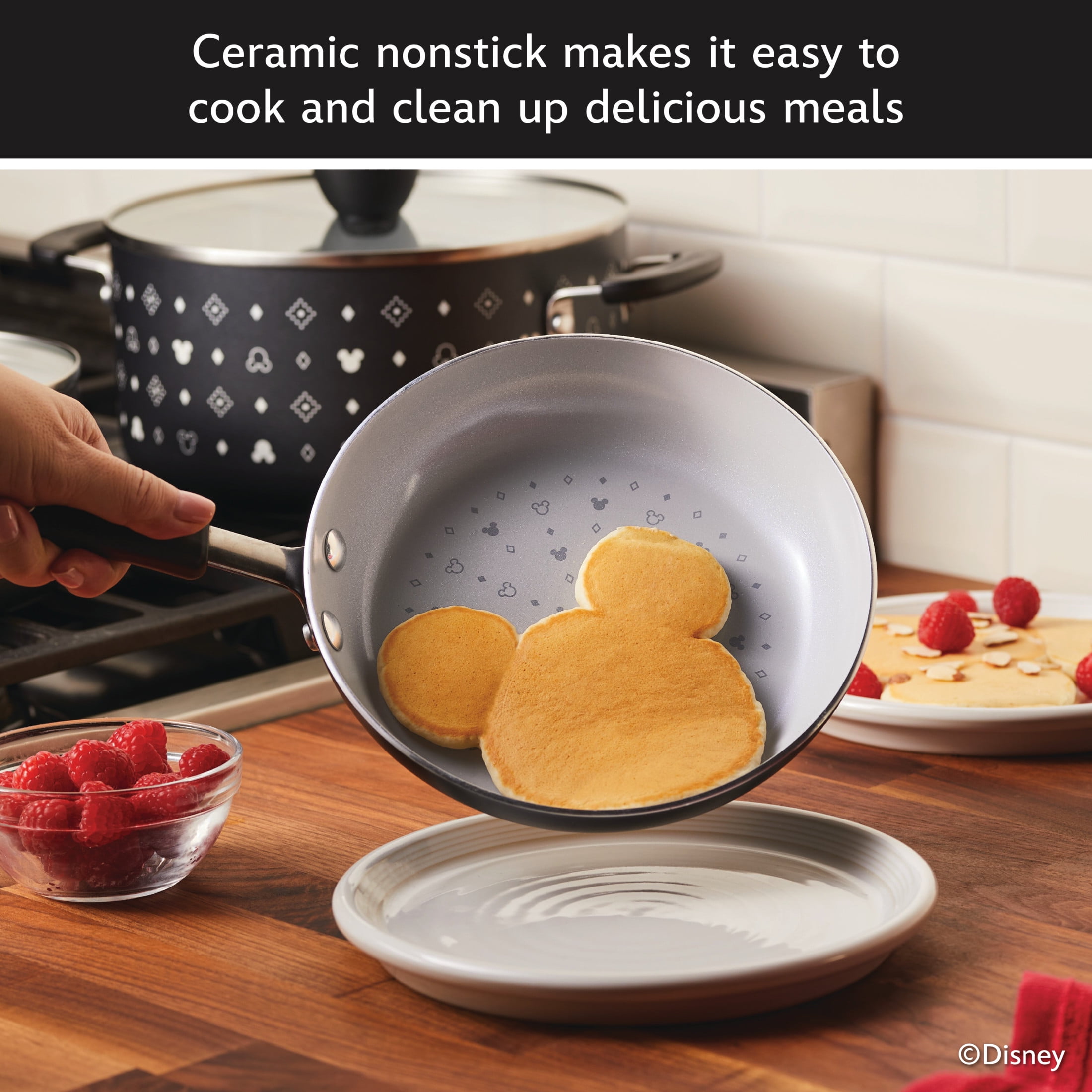 Farberware Disney Monochrome Ceramic Nonstick 8 Inch Fry Pan, Dishwasher Safe