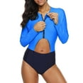 thumbnail image 4 of Women's High Rise One Piece Swimsuit Color Blocked Rashguard Long Sleeve Swimwear Upf 50+, 4 of 6