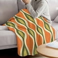thumbnail image 3 of Orange Green Geometric Blanket Soft Cozy Warm Throw Blanket for Couch, Plush Fuzzy Flannel Fleece Blankets for Sofa, Abstract Moire Contemporary Bed Blankets Lightweight Gifts for Women, 40"x60", 3 of 9
