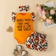 thumbnail image 2 of Edvintorg 0-18Months Cotton Infant Girl Clothes Toddler Baby Girls Sleeveless Ruffle Edge Letter Romper Leopard Sunflower Print Shorts Set Daily Outfits, 2 of 7