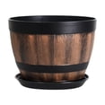 thumbnail image 1 of Macetas de barril, artesanías, regalos con platillo y orificios de drenaje, contenedor para plantas, decoración, maceta para jardín, porche 45L, 1 of 8