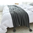 thumbnail image 2 of Soft Knitted Sofa Blanket with Tassel Bed Office Nap Office Nap Shawl Decorative Shawl Decorative Throw Couch Cover, Beige, 2 of 7
