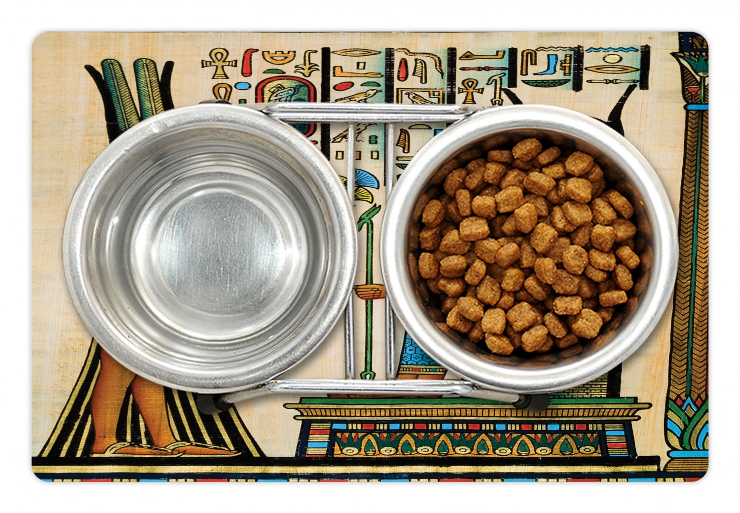 Egyptian Pet Mat for Food and Water, Old Papyrus Depicting Queen