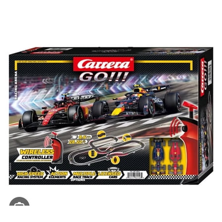Carrera GO!!! F1 Racing Arena 1:43 Scale Slot Car Race Track Set, Wireless Controllers, Licensed Ferrari & Red Bull Cars, 8.6m Track Length