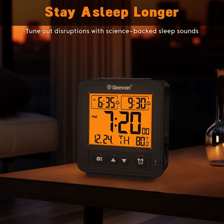 Geevon Smart Night Light Digital Travel Alarm Clock, Black photo 7