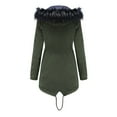 thumbnail image 4 of SWSMCLT Women's Winter Parka Coat Fall Parka Hood Pocket Coats Snow Casual Long Sleeve Zipper Snap On Detachable Army Green 18, 4 of 5