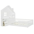 thumbnail image 3 of Generic Full Size House Bed with Window and Bedside Drawers, Platform Bed with Shelves and a set of Sockets and USB Port, White, 3 of 9