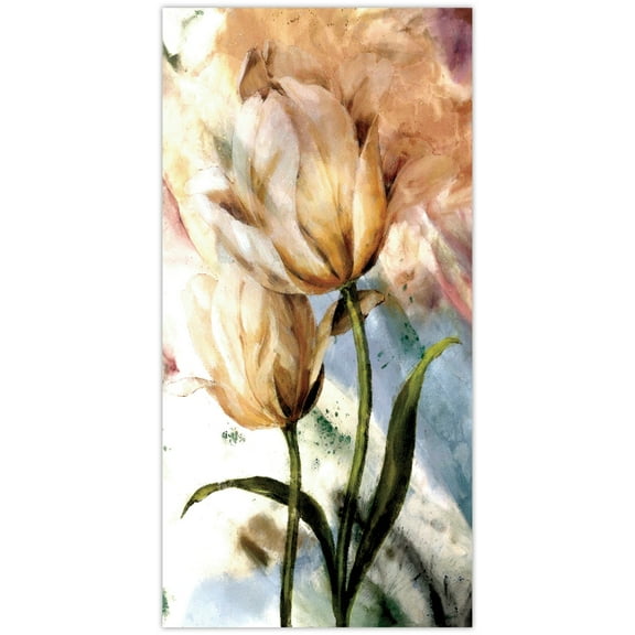 "Pastel Fleur I" Frameless Free Floating Reverse Printed Tempered Glass Wall Art