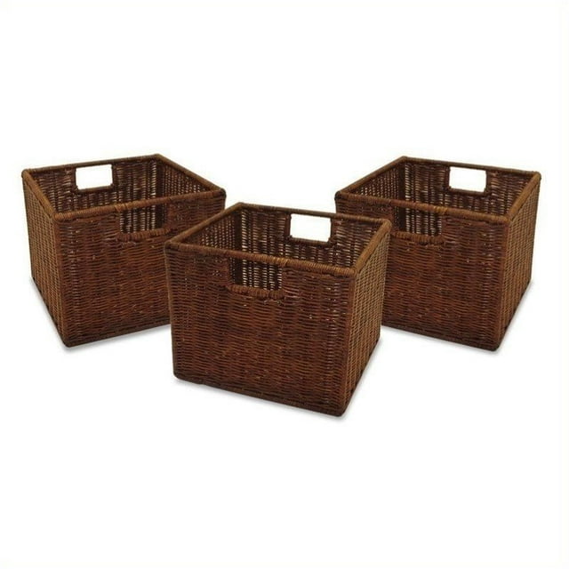 Pemberly Row Petits Paniers Filaires en Noyer Ancien (Lot de 3)
