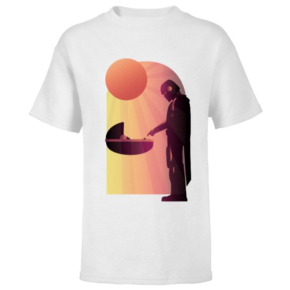 Star Wars The Mandalorian The Child Discovery Silhouette - Short Sleeve T-Shirt for Kids - Customized-White