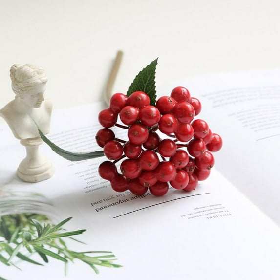 Christmas sale! Mini Artificial Berries Simulation Flowers Lifelike Berries With Stems Fake Fruit For Wedding Bouquet Home Party Decoration