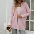 thumbnail image 5 of CheerKidz Women Solid Color Lantern Sleeve V Neck Cardigan Sweater Casual Long Sleeve Knitwear Soft Cozy Lightweight Warm Relaxed Fit Home Wear Sportswear Spring Daily Wear(Pink#2,L), 5 of 6