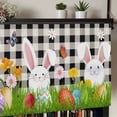 thumbnail image 5 of Easter Bunny Rod Pocket Curtain Valance, Spring Easter Eggs Floral White Black Plaid Farmhouse Window Valance for Living Room, Bedroom, Kitchen 54"W x 18"L, 5 of 9