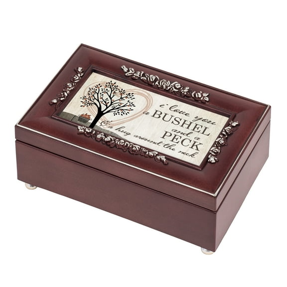Cottage Garden Love You Bushel Peck Hug Rosewood Jewelry Music Box Plays You Are My Sunshine