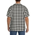 thumbnail image 5 of KLL Houndstooth Black And White Print Men's Shirt Short Sleeve Button Down Summer Cuba Beach Shirts- XX-Large, 5 of 7
