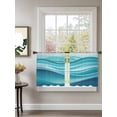 thumbnail image 2 of Teal Gradient Sheer Curtains 2 Panels Set Fluid Wave Art Abstract Modern Lihgt Filtering Rod Pocket Voile Drape, Semi Sheer Window Curtains for Bedroom Living Room, 52"x45", 2 of 5
