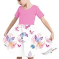 thumbnail image 6 of SGFCWSX Girls Short Sleeve Midi Dress Teens Crewneck Print Summer A-Line Dress for Casual Wear Pink Size 13-14 Years, 6 of 7