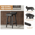 thumbnail image 4 of Bar Stools Set of 2/4, 26" Upholstered Counter Height Bar Stools with Low Back & Footrest – Faux Leather Kitchen Counter Chairs – Black / Brown / Dark Green, 4 of 7