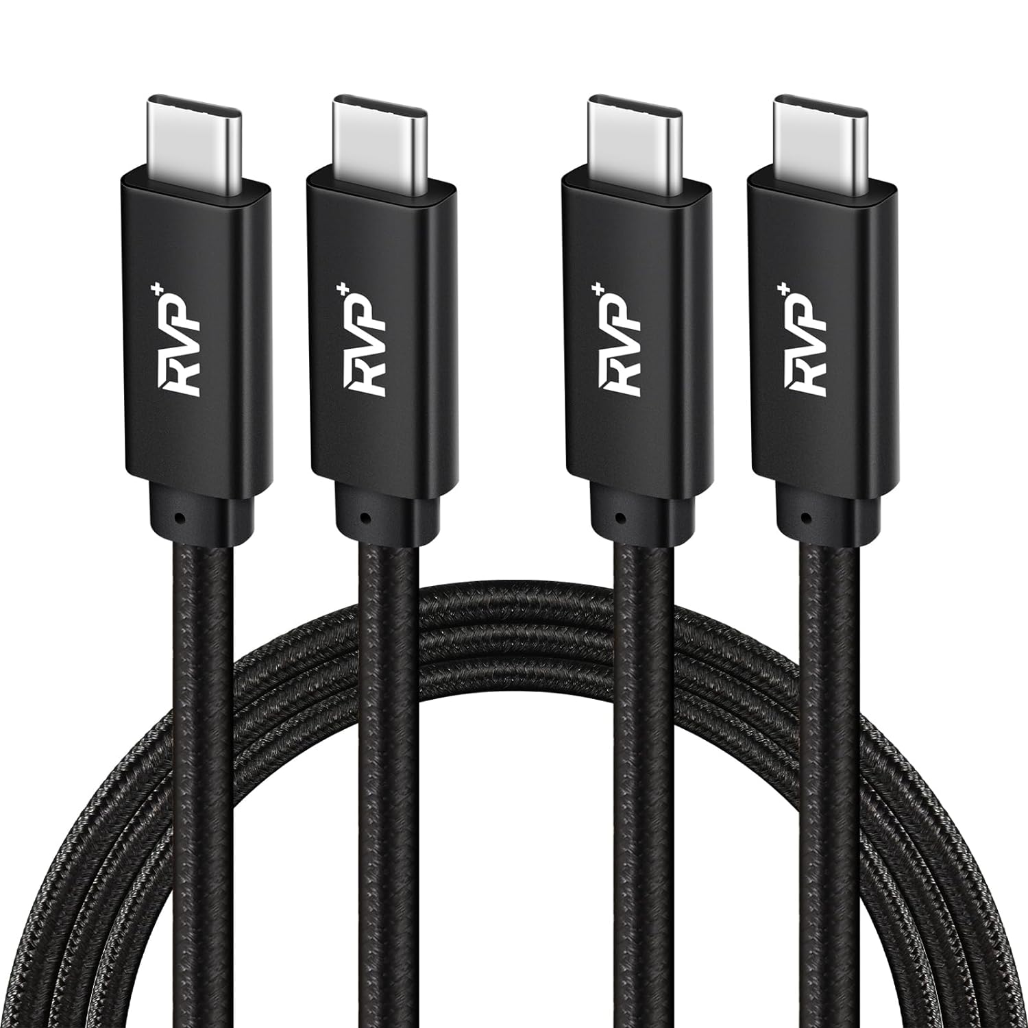 RGHJAR-USB C to USB C Cable (2Pack, 100W, 3FT), Nylon Braided 3.2 Gen 2 USB-C Cable, 20Gbps Fast Charging Cable - Black