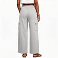 thumbnail image 7 of Lounge Pants for Womens Plus Size Fashion Wide Leg Cargo Sweatpants Elastic Drawstring High Waist Casual Sweat Pants With Pockets, 7 of 7