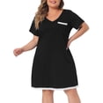 thumbnail image 2 of DARING DIVA Women's Plus Size Soft Short Sleeve Lace Trim Nightgown 2X Black, 2 of 6
