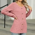 thumbnail image 4 of RYDCOT Knit Tops for Women Long Sleeve Sweatshirt for Women Sweaters Fashion Women Undershirt T Shirt Crew Neck Tops Loose Buttons Top or, 4 of 8