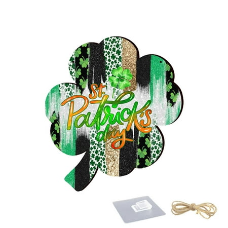 

Xahyotn St. Patricks Day Wooden Hanging Sign Living Room Holiday Home Decoration Wooden Sign Pendant White Green Gift Decor