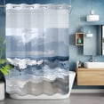 thumbnail image 6 of No Hook Shower Curtain with Snap in Liner, Abstract Ocean Beach Sea Wave Waterproof Bath Curtain Double Layers with See Through Top Window, Retro Oil Painting Art Spray Hotel Shower Curtains 72x84in, 6 of 9