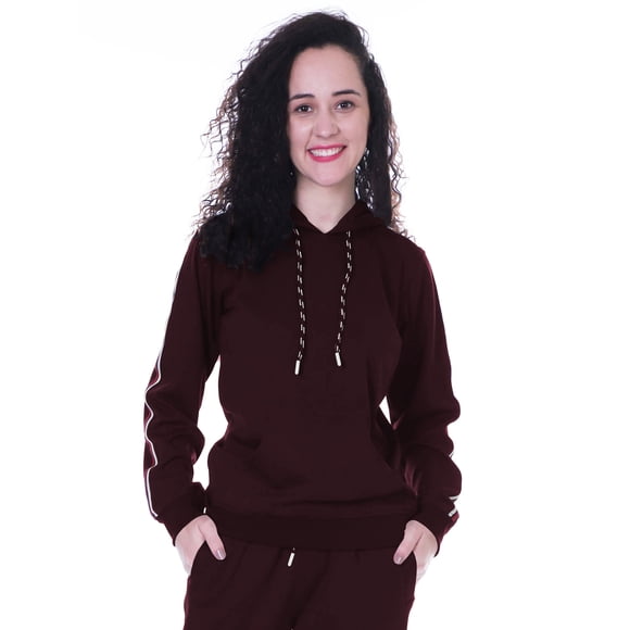 Moomaya Women's Solid Navy Blue Hoodie Casual Full Sleeve Jogger Top Pullover