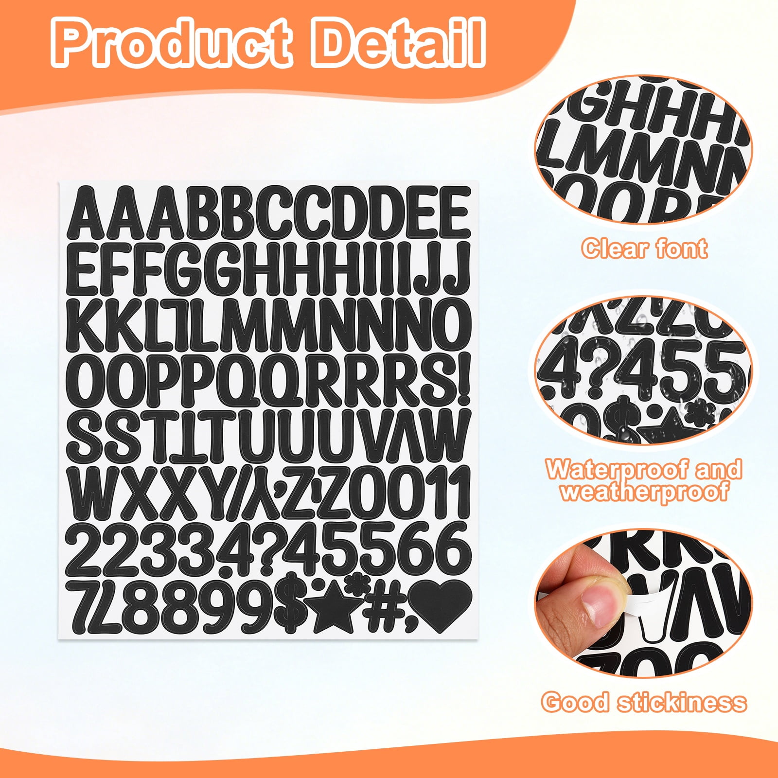 Uxcell 1 Inch Letter Stickers, 30 sheet Alphabet Number Stickers Self Adhesive Handwriting Vinyl Stick on Letters for Mailbox Number Scrapbooking Sign Bottles Craft, Black