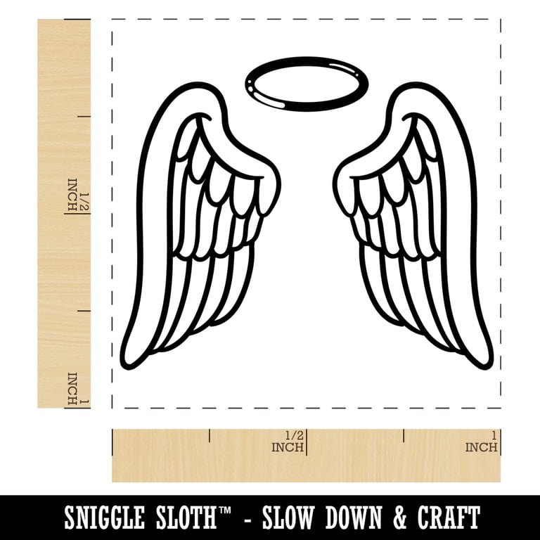 Sniggle Sloth Angel Wings With Halo Self-Inking Stamp – 1 Inch Design, Yellow Ink 2 thumbnail image