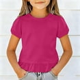 thumbnail image 2 of Gubotare Toddler Shirts Girls Kids' Short Sleeve T Shirt Youth Soft Tee Crewneck T Shirts for Girls 2T-3T,Hot Pink, 2 of 7