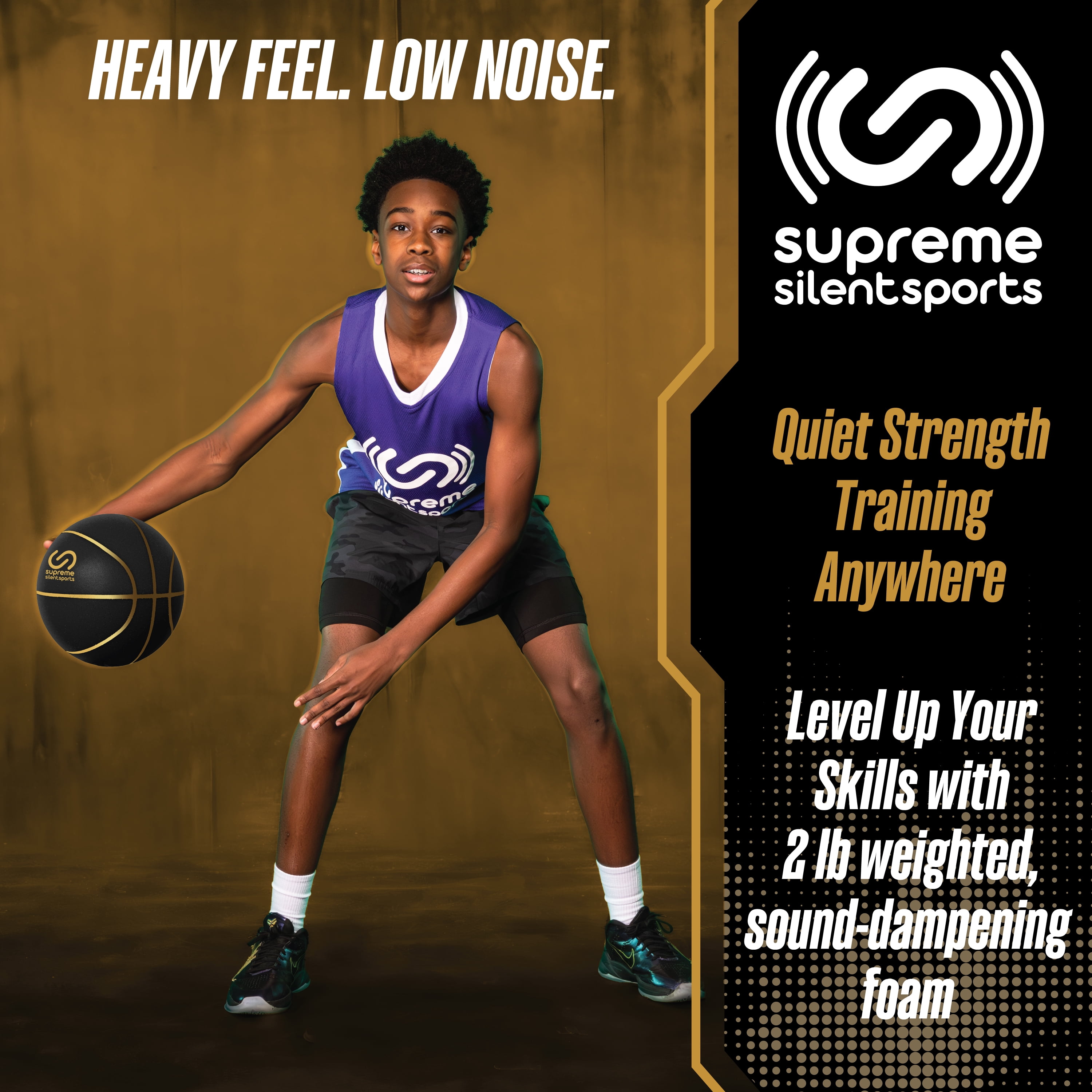 Supreme Silent Sports Pro Weighted Training Basketball, 2 lb Quiet Indoor Dribbling Ball