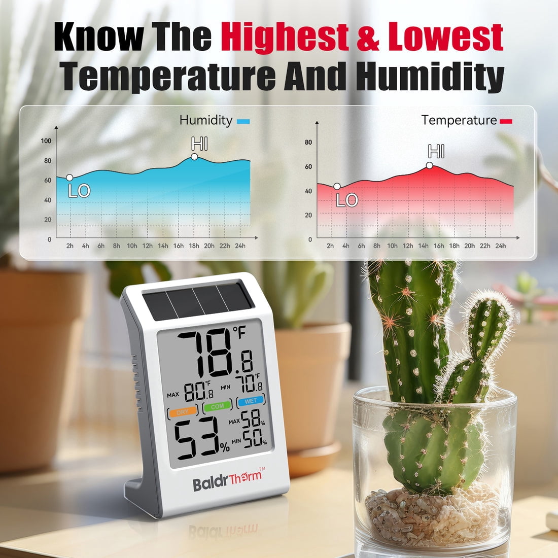 BaldrTherm Digital Thermometer and Hygrometer - 3.2" Display (3-Pack)