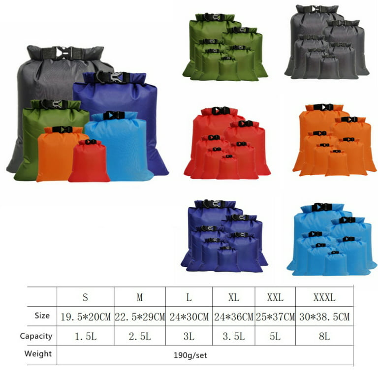 Waterproof Dry Bag Backpack 6 Pack Gym Bag Dry Sacks Lightweight Storage Bags, Roll Top Sack Travel Duffel Bags Keeps Gear Dry for Kayaking, Rafting