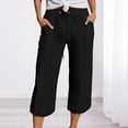 thumbnail image 7 of TRUBKH Linen Pants Women Pull On Pants Palazzo Pants Wide Leg Linen Pants Paperbag Pant Straight Leg Lounge Trouser Palazzo Pants Comfort Resort Wear Fashion Drawstring Lightweight Black S, 7 of 7