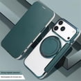 thumbnail image 4 of For iPhone 17 Pro Max Wallet Cell Cover, RFID Blocking, PU Leather,Compatible With MagSafe , With Flip Card Holder, Ultra Thin Electroplated Rotating Bracket Magneti Protective Cover,Green, 4 of 7