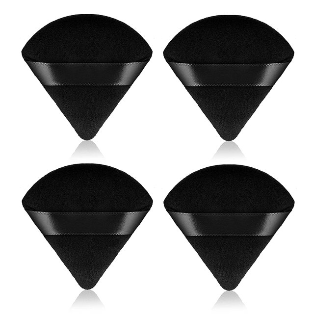 4 Pieces Triangle Powder Puffs Face Cosmetic Powder Puff Washable Reusable Soft Plush Powder Sponge Makeup Foundation Sponge for Face Body Loose Powder Wet Dry Makeup Tool