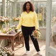 thumbnail image 3 of Agnes Orinda Women's Plus Size Hoodies Button Collar Drawstring Blouses Pullover Sweatshirts Long Sleeve Tops Shirts 1X Yellow, 3 of 6