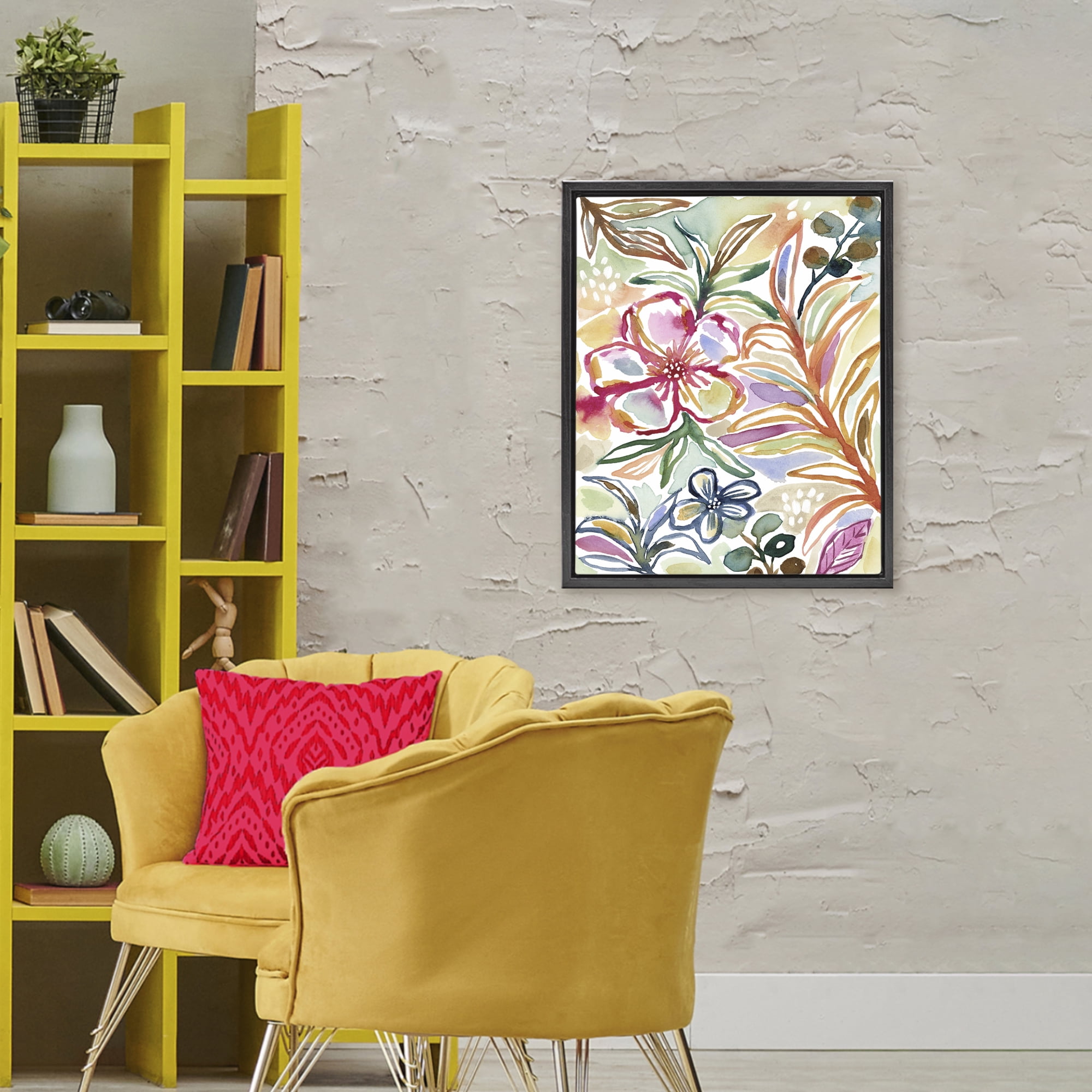 Stupell Industries Colorful Garden Impressions Black Framed Floater Canvas Wall Art, design by Lisa Nohren