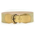 thumbnail image 4 of IQOGKRN Women's Wide Elastic Waist Belt with Crocodile Texture & Metal Buckle Stretchy Cinch Sash for Dresses Gold One Size, 4 of 4