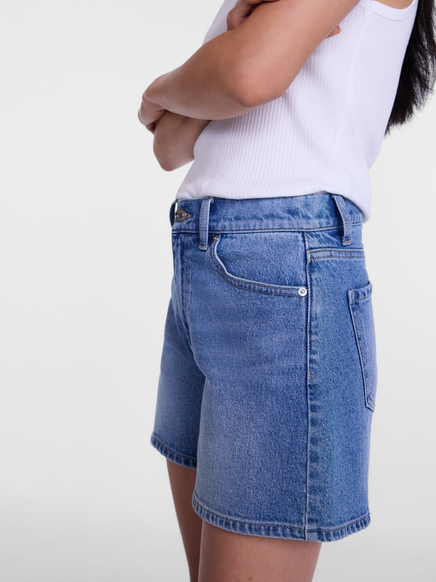 Scenario Women's High Rise A-Line Denim Shorts, 5" Inseam, Sizes 0-20
