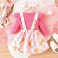 thumbnail image 4 of FASHOFT Toddler Baby Girl Easter Outfit Ruffle Long Sleeve Romper Rabbit Prints Skirts with Headbands 3 Piece Spring Outfits Hot Pink 3-6 Months, 4 of 9