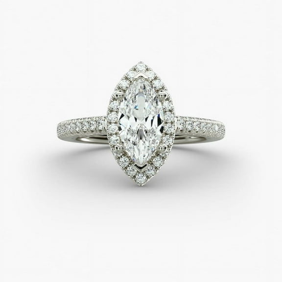 First Jewel 1.8 Ct Marquise Cut Lab Created Diamond Ring - 14K White Gold Plated Engagement Ring - Side Stone Diamond Ring - Anniversary Jewelry for Wife - Clearance Fine Jewelry for Women