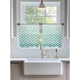 thumbnail image 3 of Abstract Gradient Sheer Curtains 54 Inch Long 2 Panels, Stripes Green Ombre Chevron Wave Light Filtering Rod Pocket Semi Sheer Curtains, Sheer Voile Drapes for Living Room Bedroom, 52"x54", 3 of 5