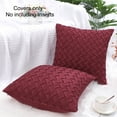thumbnail image 3 of PiccoCasa 2Pcs Decorative Throw Pillowcases Stylish Basket Weave Cushion Cover, 18"x18" Red, 3 of 8