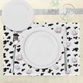 thumbnail image 3 of Ambesonne Cow Print Place Mats Set of 4, Animal Hide Design, Standard Size, Black White Lilac, 3 of 6