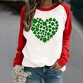 thumbnail image 2 of Ohufall Fall Clothes Fashion Women's Spring Patchwork St. Patrick's Day Printed Long Sleeves Round Neck Casual Tee Casual Loose Pullover Tops, 2 of 4
