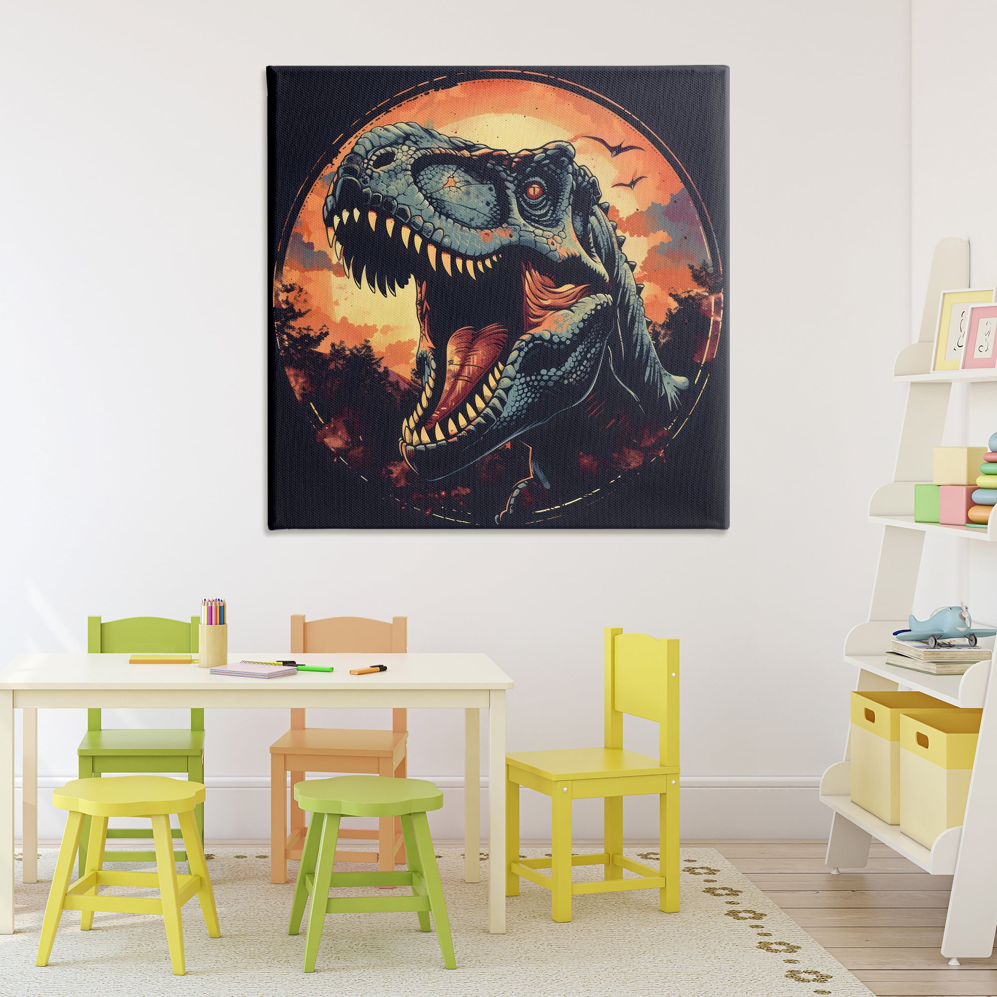 Stupell Industries Ancient Dino Roaring at Sunset Canvas Wall Art, design by Creative Studio