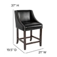thumbnail image 4 of Emma + Oliver 24" High Walnut Counter Height Stool with Accent Nail Trim in Black LeatherSoft, 4 of 10